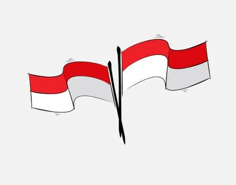 Indonesian flag on White background in vector illustration Stock Illustration