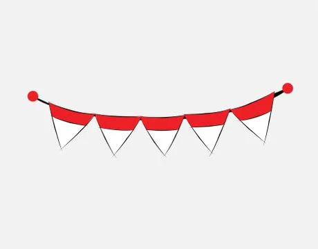 Indonesian flag on White background in vector illustration Stock Illustration