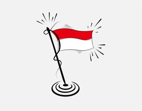 Indonesian flag on White background in vector illustration Stock Illustration