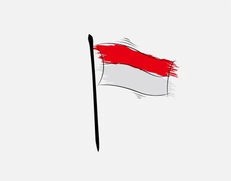 Indonesian flag on White background in vector illustration Stock Illustration