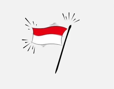 Indonesian flag on White background in vector illustration Stock Illustration