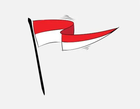 Indonesian flag on White background in vector illustration Stock Illustration