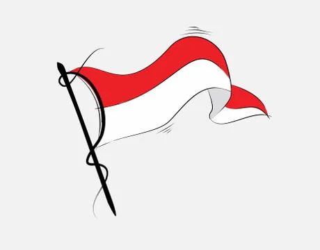 Indonesian flag on White background in vector illustration Stock Illustration