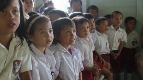 Indonesian Kids Smiling and Clapping Hands Stock Footage 32282811