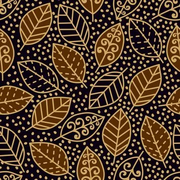 Indonesian leaves batik seamless pattern Stock Illustration