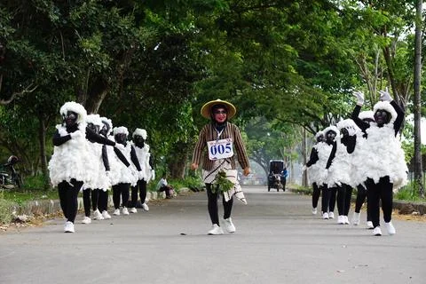 Indonesian participate in the marching creation Stock Photos
