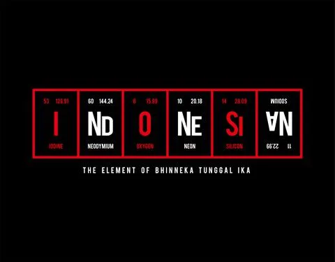 Indonesian - Periodic Table of Elements on black background in vector illustr 스톡 일러스트