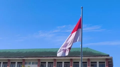 The Indonesian red and white flag Stock Footage 337527005