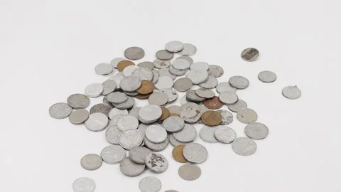 Indonesian Rupiah coins falling Stock Footage 250281357