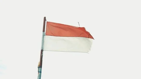Indonesian Rusty Flag Stock Footage 157704462