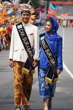 Indonesian with a traditional costume from East Java at BEN Carnival Stock-Fotos
