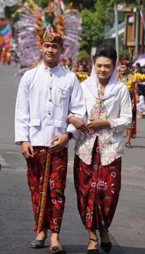 Indonesian with a traditional costume from East Java at BEN Carnival Stock-Fotos