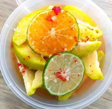 Indonesian version of fruit salad which is very fresh and healthy. Stock Photos