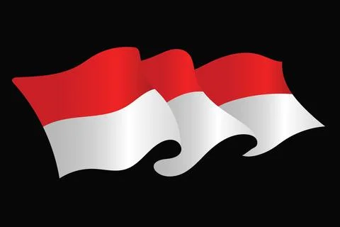 Indonesian Wavy Flag Elements isolated on black background Illustrazione stock
