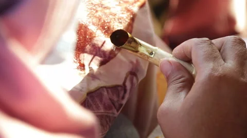 Indonesian written batik. Stock Footage 221531922