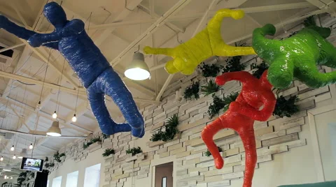 Indoor Art Object. Ceiling Installation Floating In The Air Stock Footage 64720728