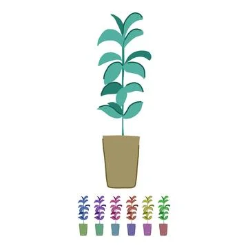 Indoor artificial plant vector cartoon graphic Stock Illustration