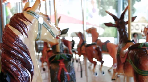 Indoor Carousel Stock Footage 64143288