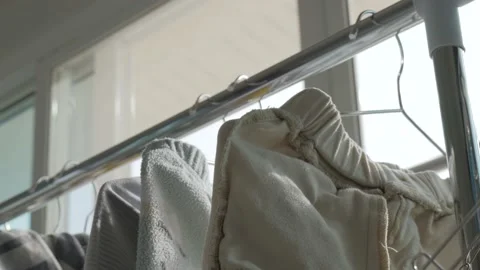Indoor clothes laundry or daily house chores. Stock Footage 155219964