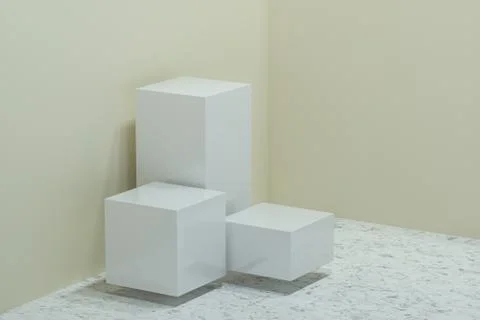 Indoor commodity shelves with light background, 3d rendering. Stock Illustration