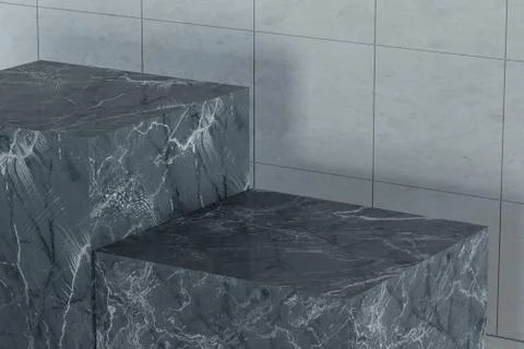 Indoor commodity shelves with light background, 3d rendering. 스톡 일러스트