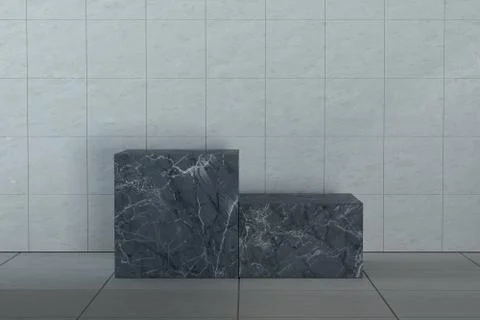 Indoor commodity shelves with light background, 3d rendering. Stock Illustration