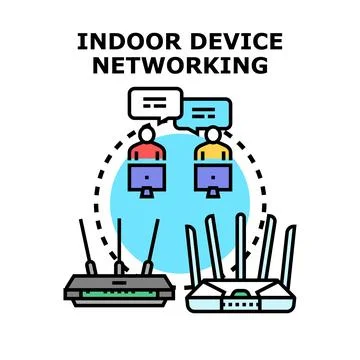 Indoor device networking network connection concept Stock Illustration