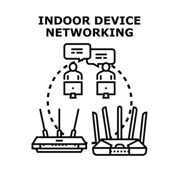 Indoor device networking network connection concept Stock Illustration