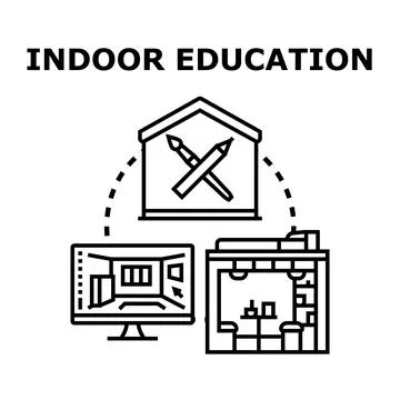 Indoor education concept for learning and creative pursuits Stock Illustration