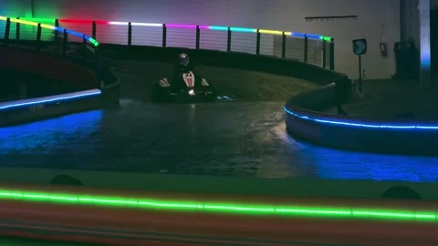 Indoor Electric Go-Karting Stock Footage 301998560