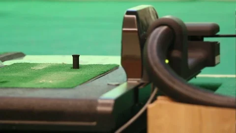 Indoor golf practice - screen golfing Stock Footage 84309022