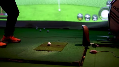 Indoor Golf Swing Practice Session Stock Footage 302437121