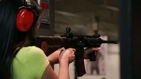 Indoor gun range Stock Footage 49832799