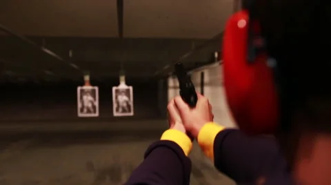 Indoor gun range Stock Footage 49834784