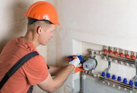 Indoor heating installation. Stock Photos