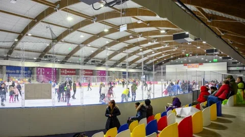 Indoor ice skating 4K Hyperlapse Stock Footage 141477174