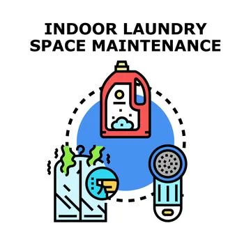 Indoor laundry space maintenance vector icon concept Stock Illustration