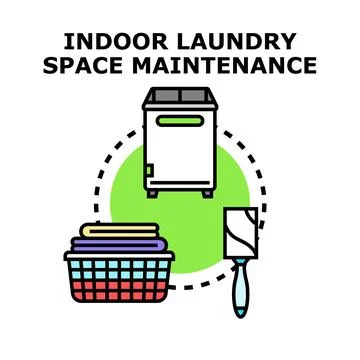 Indoor laundry space maintenance vector icon concept Stock Illustration