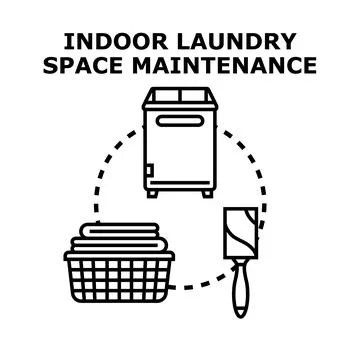 Indoor laundry space maintenance vector icon concept Stock Illustration