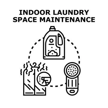 Indoor laundry space maintenance vector icon concept Stock Illustration