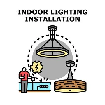 Indoor lighting installation service concept vector イラスト素材