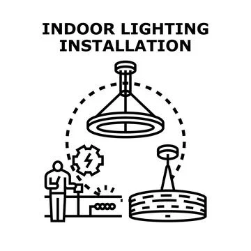 Indoor lighting installation service concept vector Stock Illustration