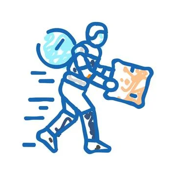 Indoor navigation autonomous delivery icon doodle illustration 库存插图