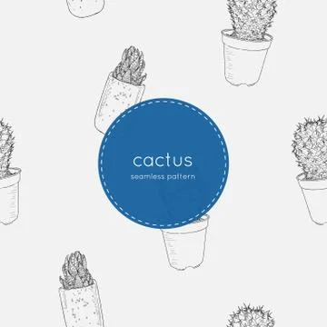 Indoor plants in pots seamless pattern vector. Stock Illustration