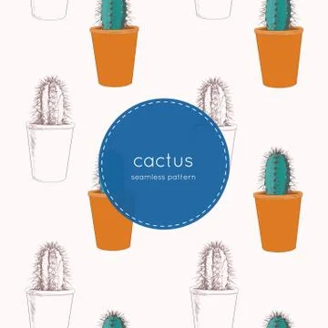 Indoor plants in pots seamless pattern vector. Stock Illustration