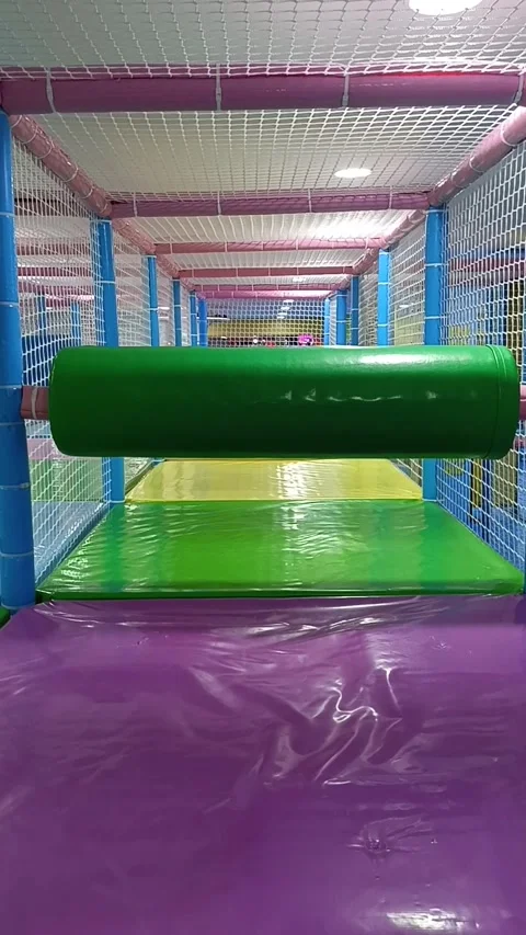 Indoor playground structure with soft mats and barriers is suitable for recreati 스톡 동영상 335060335