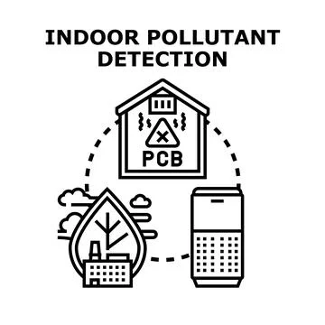 Indoor pollutant detection system for air quality monitoring Stock Illustration
