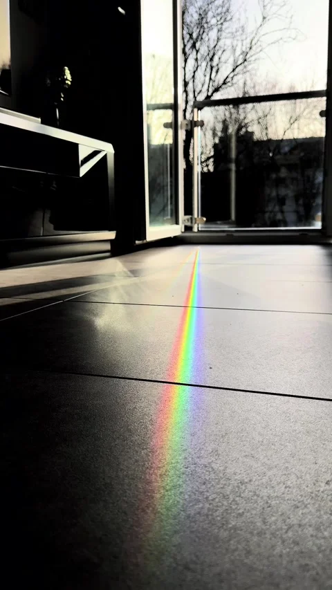 Indoor Rainbow Prism Effect | Natural Light Refraction Stock Footage 330256679