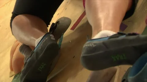 Indoor rock climbing - low angle Stock Footage 19763883