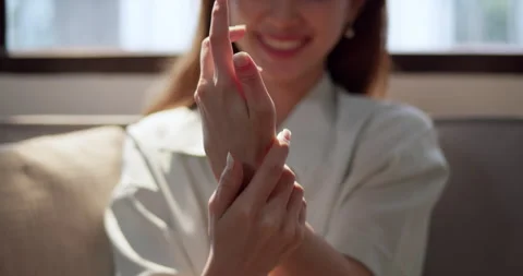 Indoor setting close-up elegant hand gesture communication with emotional depth Video stock 305018360